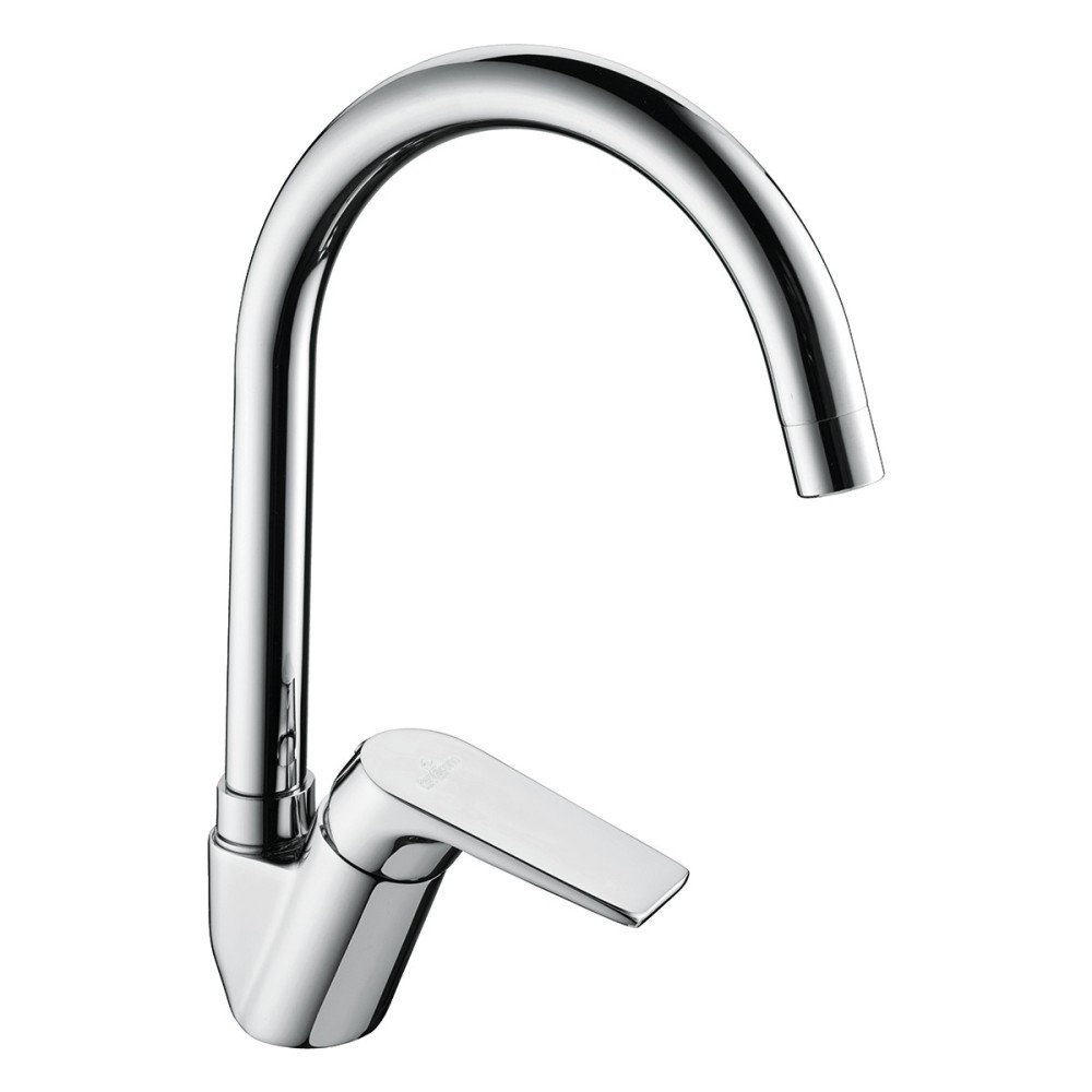 Single lever side sink mixer with "P" spout