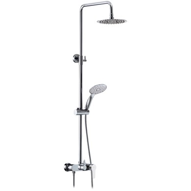 Adjiustable bridge brass shower column external single lever mixer w/diverter included,shower head Ø 200 mm 3-jets hand shower