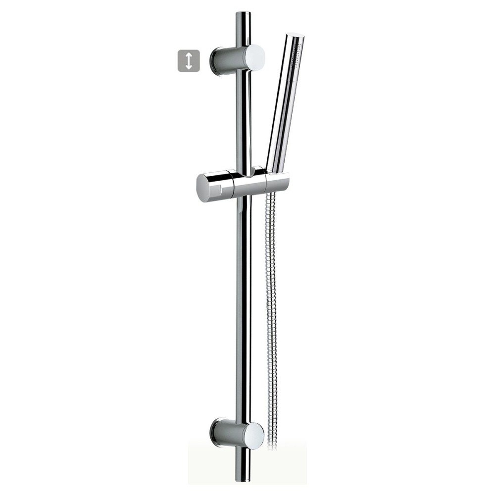 Sliding rail complete with one-jet brass shower adjustable support and flexible cm 150