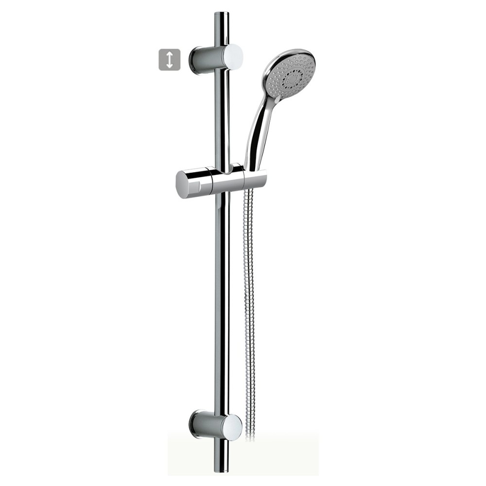 Sliding rail complete with three-jets abs shower adjustable support and flexible cm 150