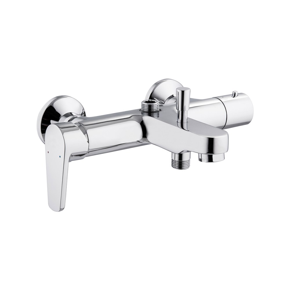 External single lever bath mixer with diverter and upper connection for shower column 1/2 connection
