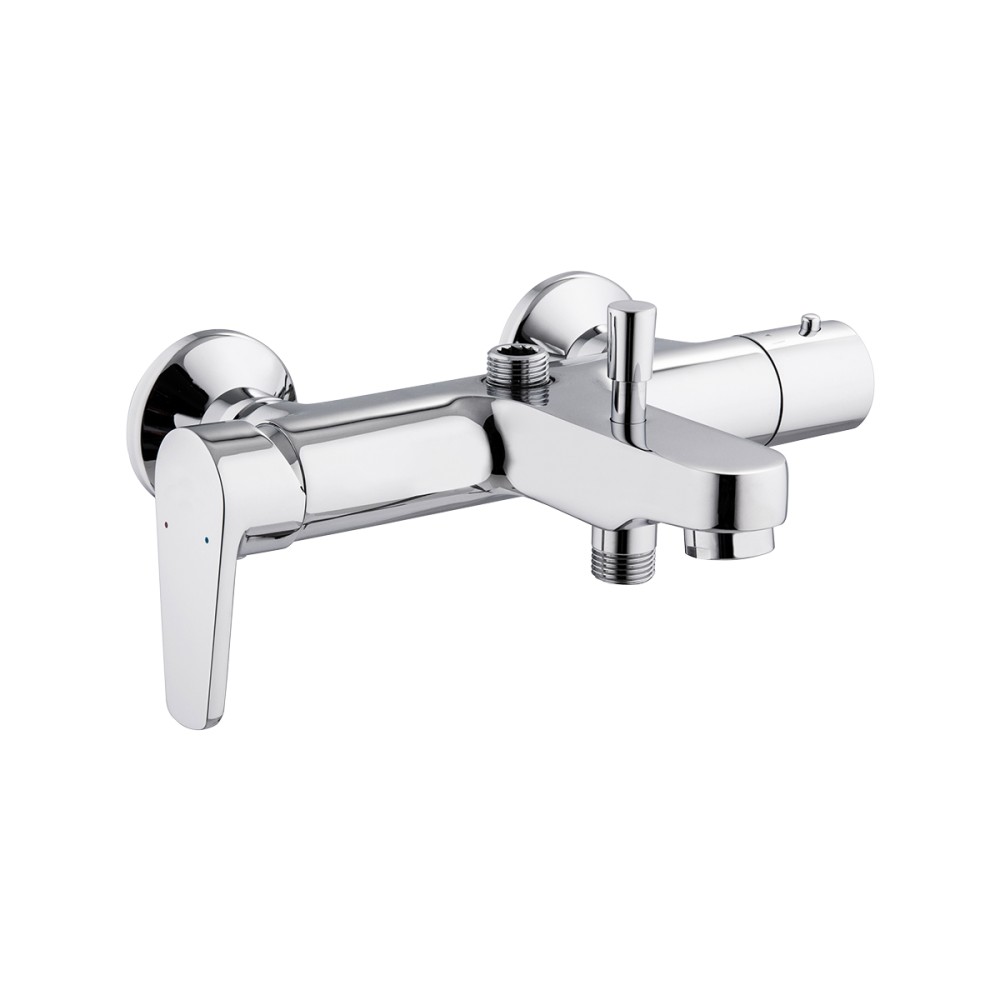 External single lever bath mixer with diverter and upper connection for shower column 3/4 connection