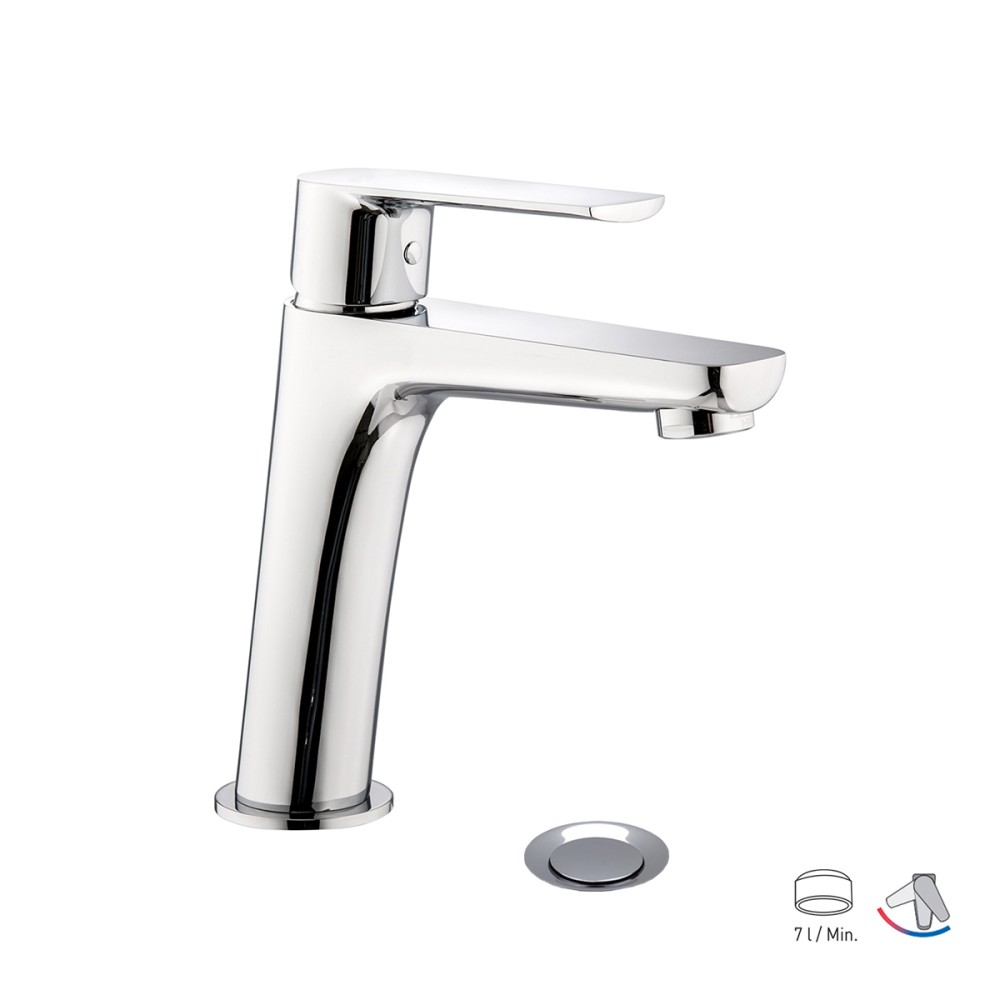 Single lever basin mixer H. 170 mm with pop-up