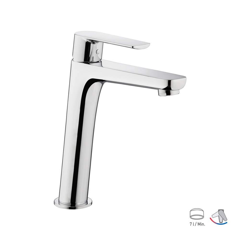Single lever basin mixer H. 215 mm without pop-up