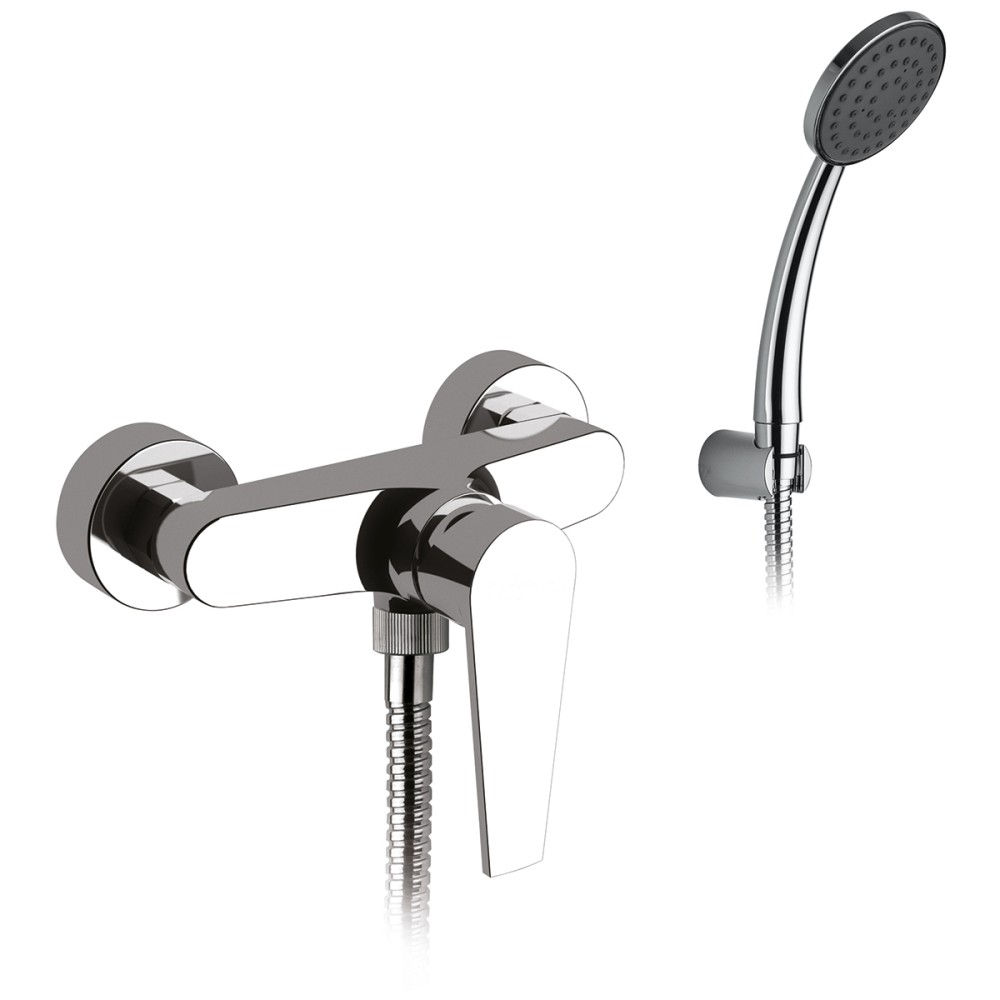 External single lever shower mixer with shower kit complete