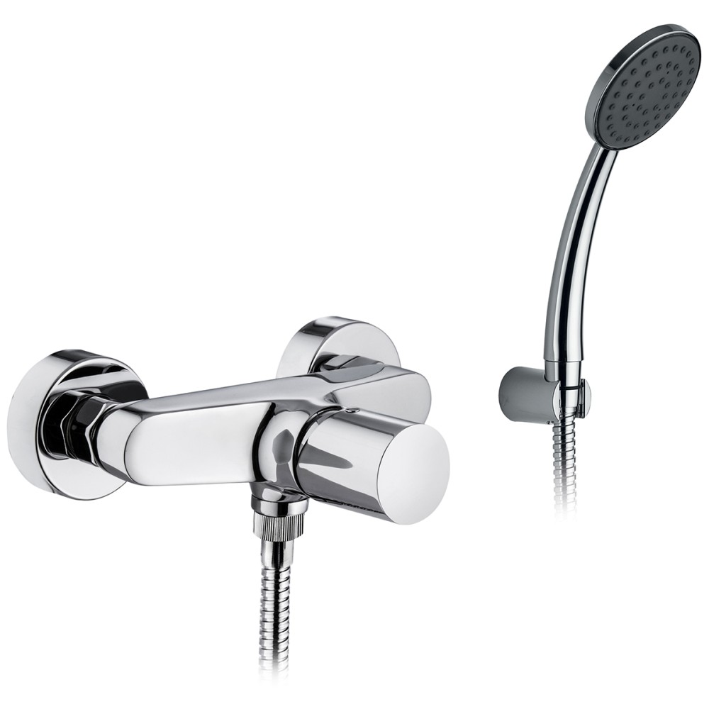 External single lever shower mixer with shower kit complete