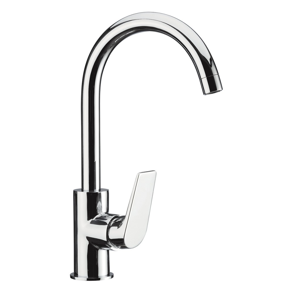 Single lever sink mixer with "P" spout