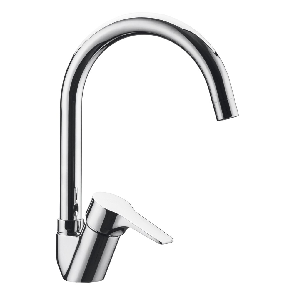 Single lever side sink mixer with "P" spout