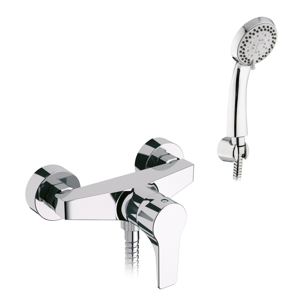 External single lever shower mixer with shower kit complete