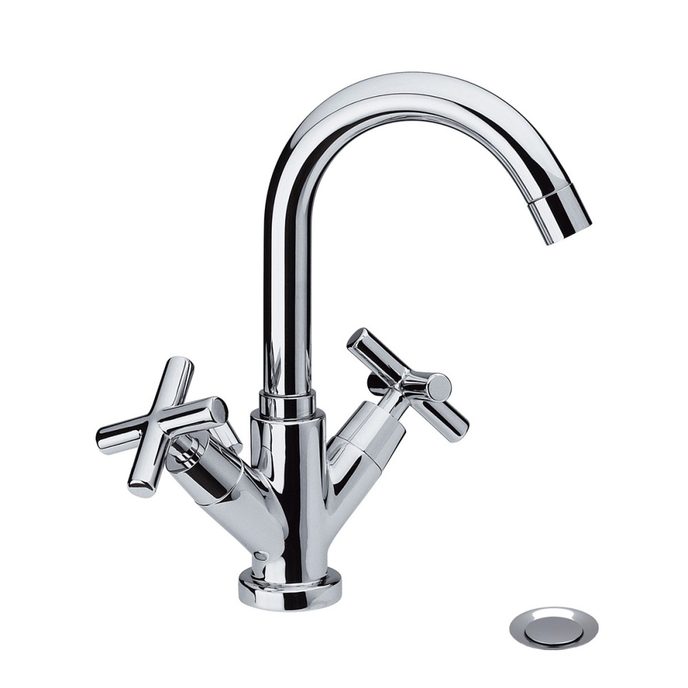 One-hole basin mixer with pop-up