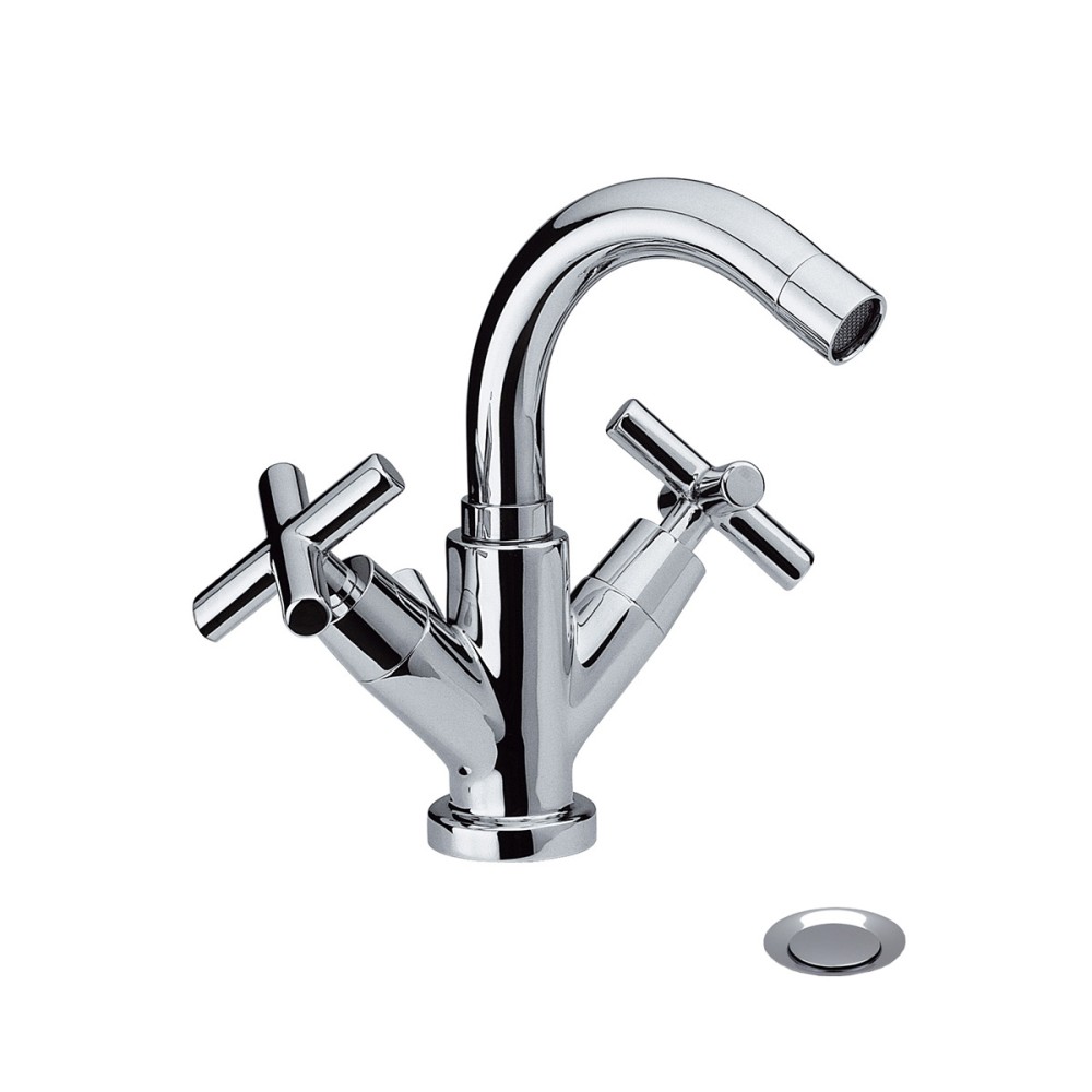 One-hole bidet mixer with pop-up
