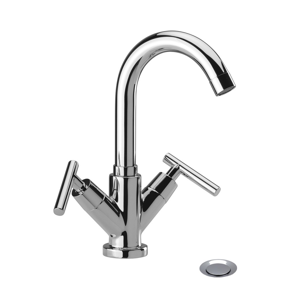 One-hole basin mixer with pop-up