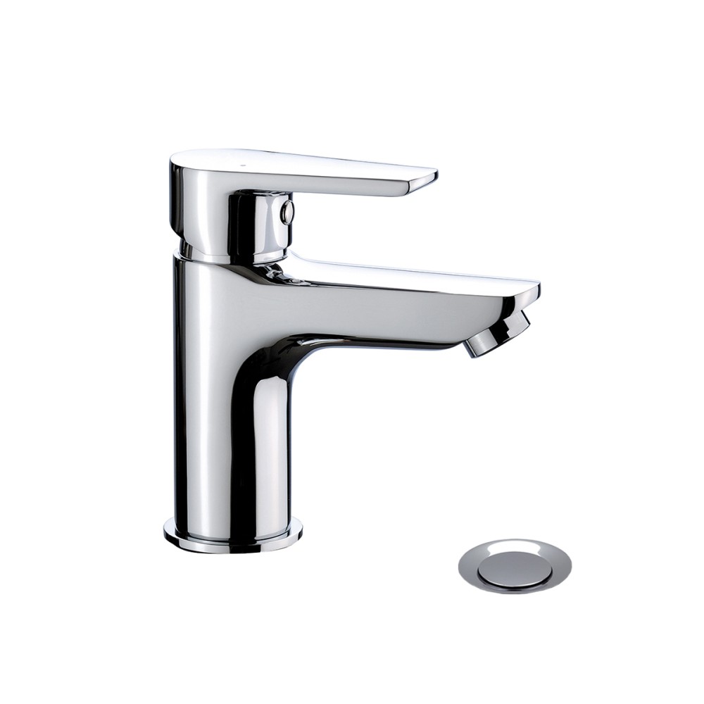 Single lever basin mixer with pop-up