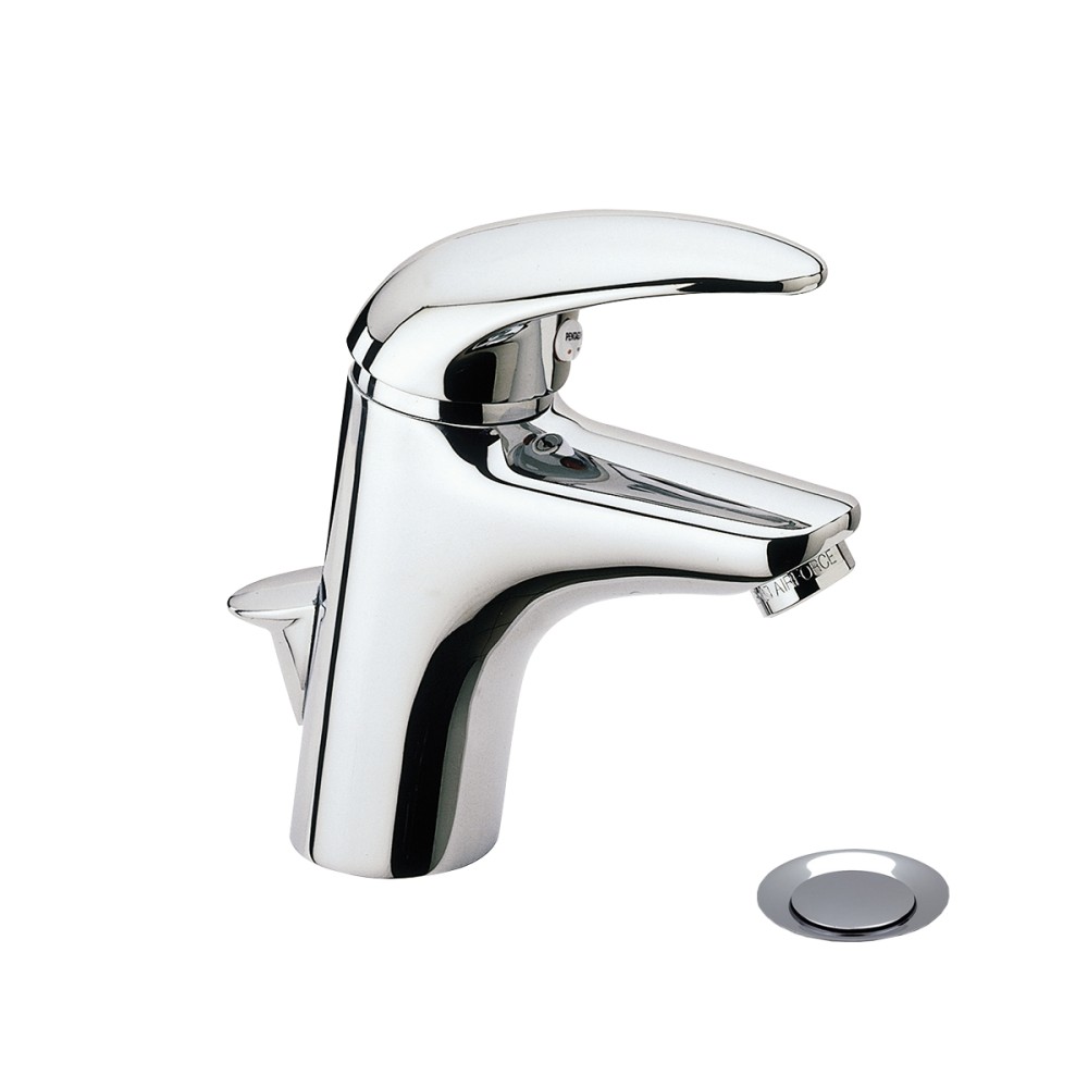 Single lever basin mixer with pop-up