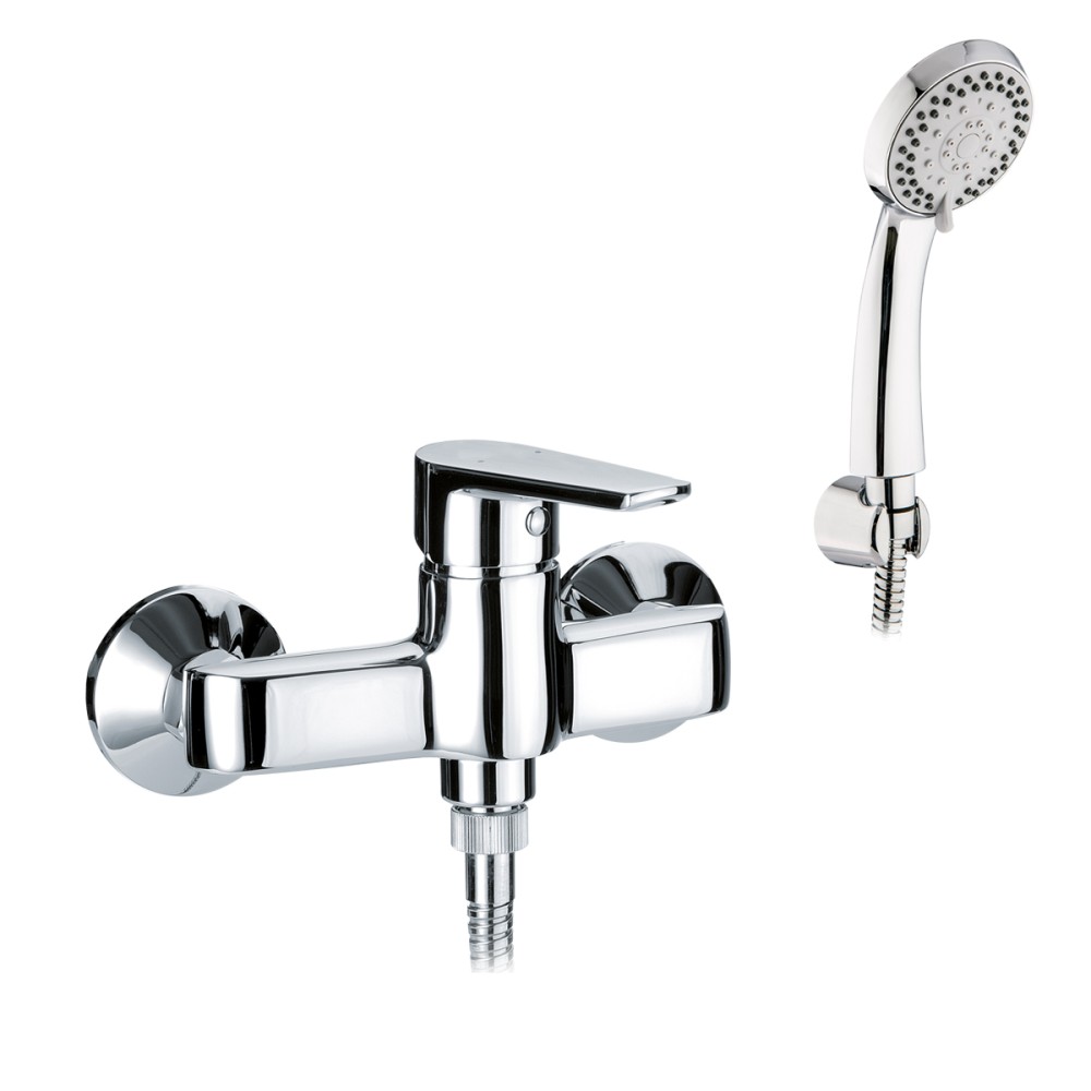 External single lever shower mixer with shower kit