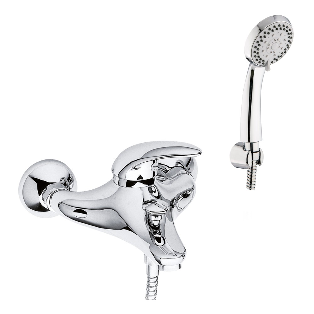 Single lever bath mixer with shower kit complete