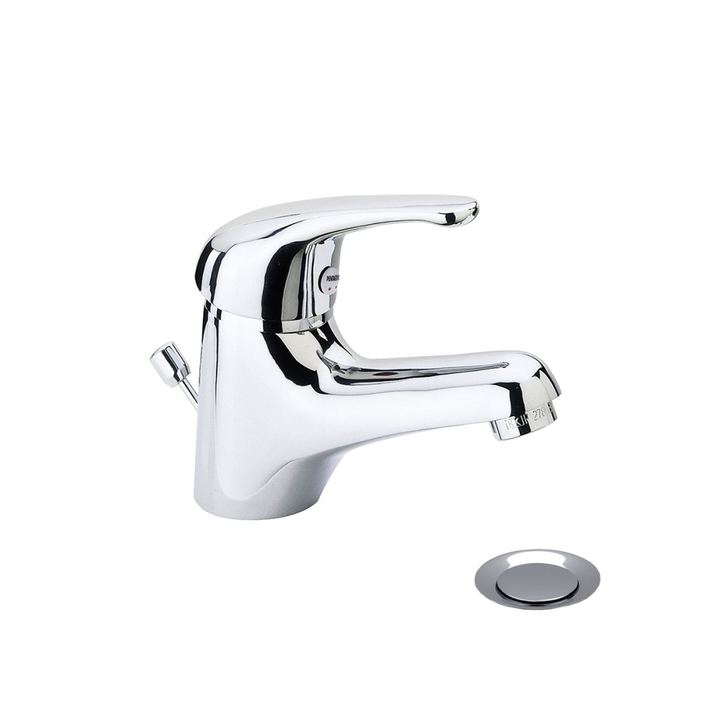 Single lever basin mixer with pop-up