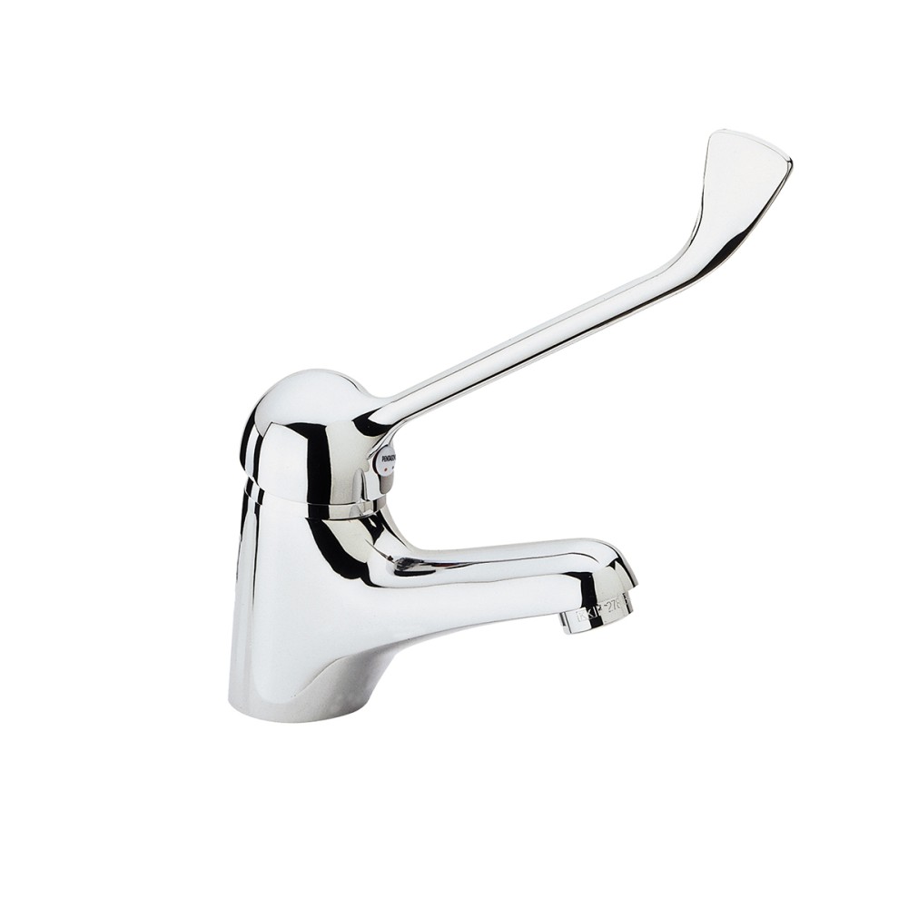 Single lever basin mixer for clinic without pop-up