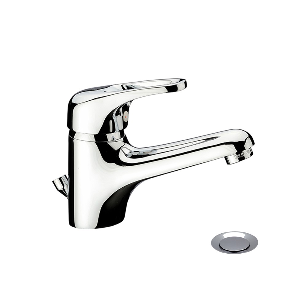 Single lever basin mixer with long spout cm 14 with pop-up