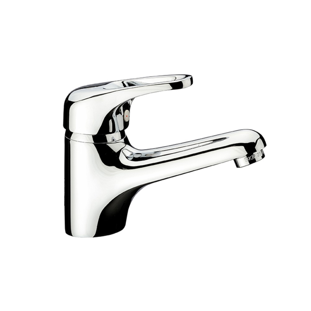 Single lever basin mixer with long spout cm 14 without pop-up