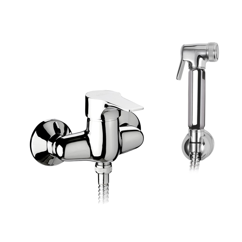 Shut-off single lever shower mixer mm 100 with shower set complete