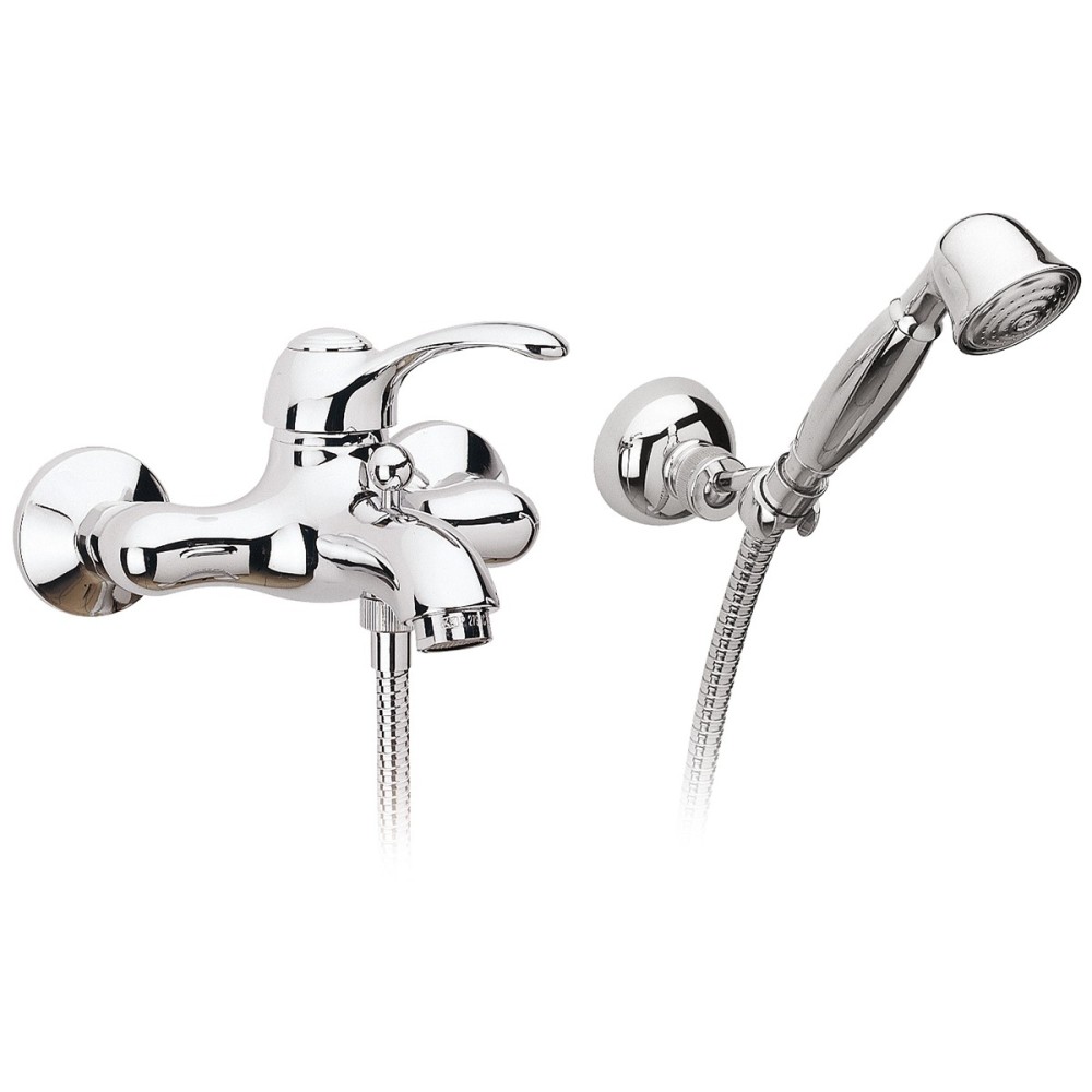 Single lever bath mixer complete with shower set