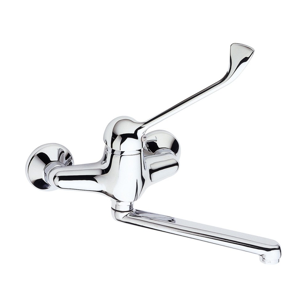 Single lever wall sink mixer for clinic
