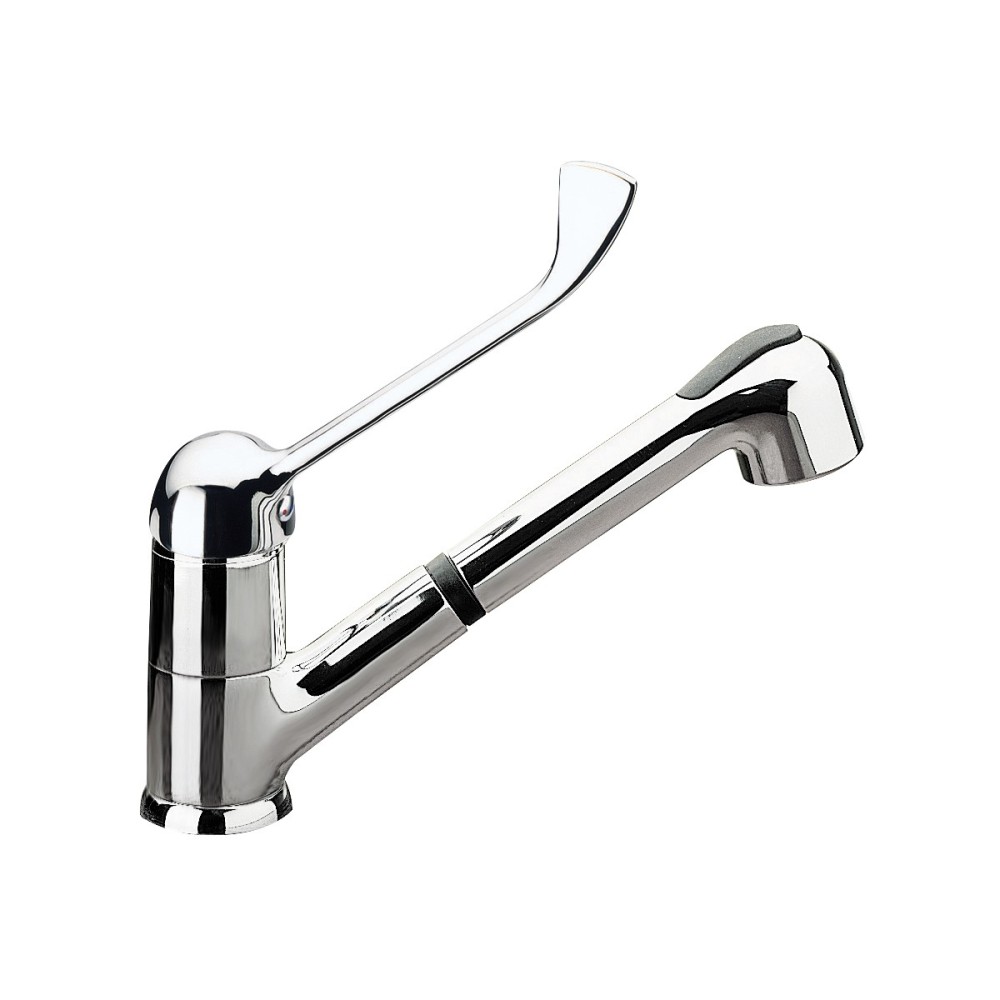 Single lever sink mixer with pull-out handshower for clinic
