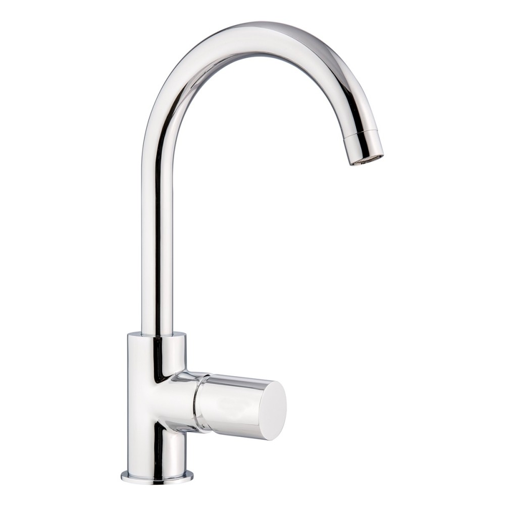 Single lever sink mixer with "P" spout